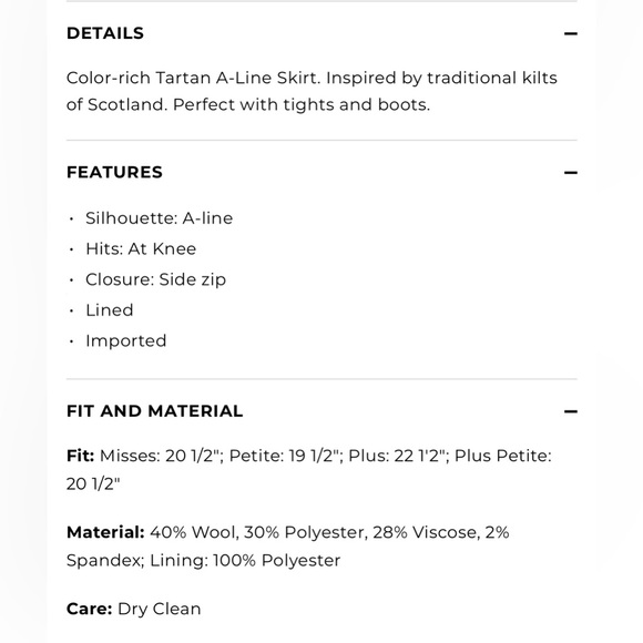 Talbots Tartan Plaid A-Line Skirt Size 16 - Picture 2 of 8